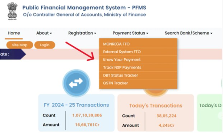 Check UP Scholarship Payment on PFMS Portal